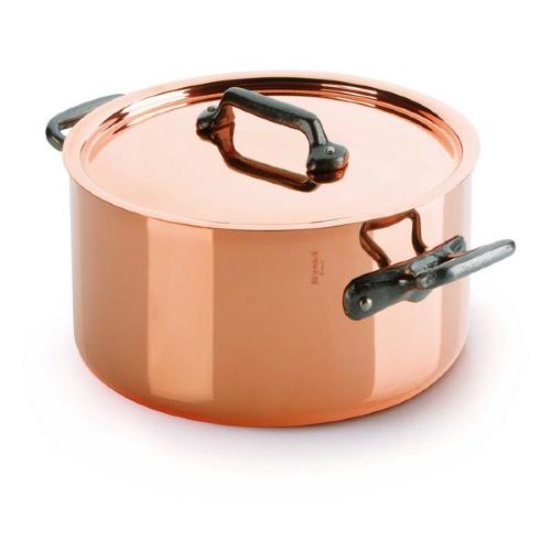 Bassine à ragoût avec couvercle M'Héritage M'150c en cuivre - monture fonte - 3,4L, 20cm_0