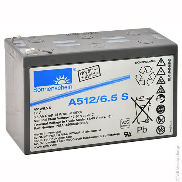 Batterie plomb étanche gel Sonnenschein A512/6.5S - 12V 6.5Ah F4.8 - gamme Dryfit A500_0