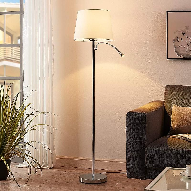 LINDBY LAMPE SUR PIED BENJIRO, BLANC, TEXTILE, LAMPE DE LECTURE, 150 CM