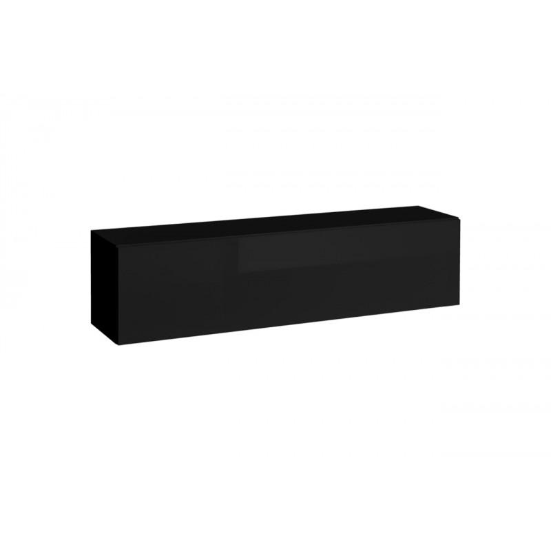 Bloc mural design horizontal BLOX 140 cm noir - Paris Prix - rangement carré avec porte abattante_0
