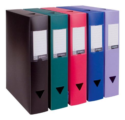 LOT DE 8 - BOÎTE DE CLASSEMENT PLASTIQUE VIQUEL DOS 6 CM ROUGE