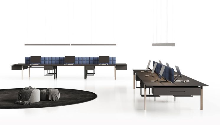 Bureau coworking surf - sur-mesure - pieds en chêne massif et plateau mélaminé 25 mm_0