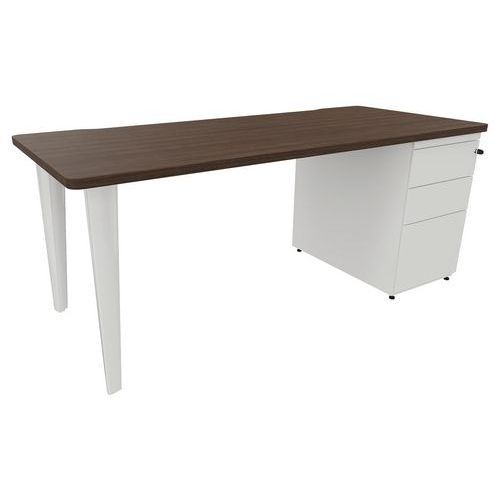 BUREAU EVIDENCE 180X80 NOYER CAISSON PORTEUR/PIED ANTHRACITE - VINCO