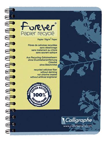 LOT DE 5 - CAHIER RECYCLÉ SPIRALE CLAIREFONTAINE FOREVER A4 21 X 29,7 CM - PETITS CARREAUX 100 PAGES