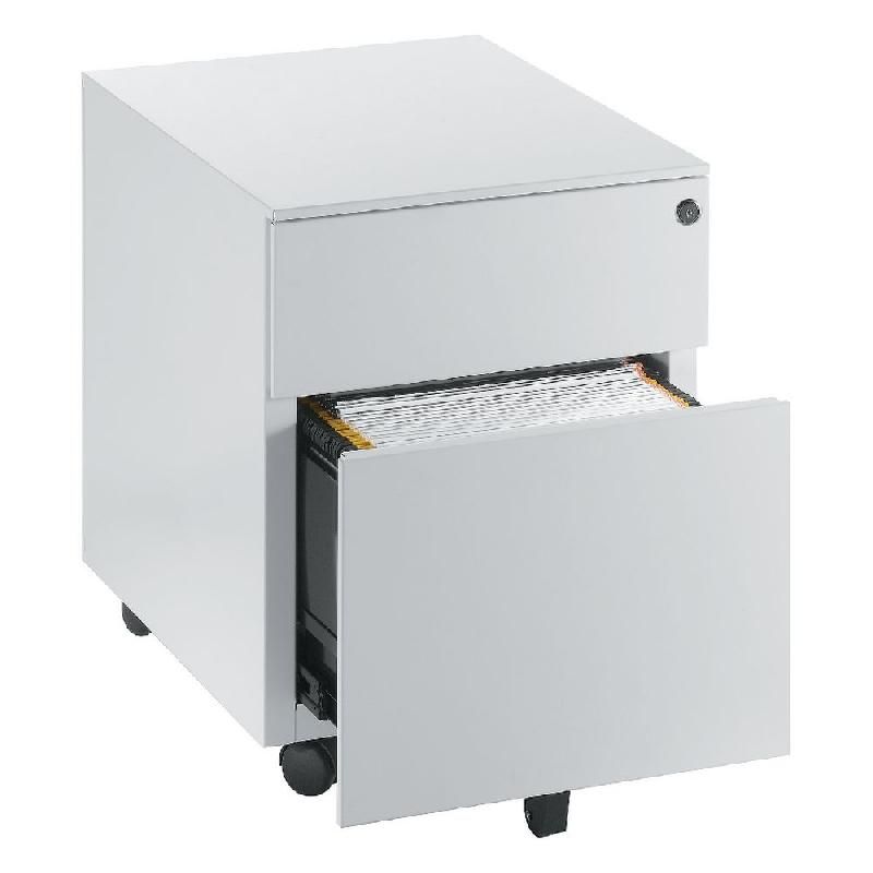 CAISSON MOBILE 2 TIROIRS MÉTAL NF ENVIRONNEMENT ALUMINIUM - H.60 X L. 43 X P. 59 CM