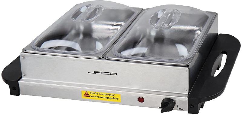 Chauffe-plats électrique 2 x 2,5 litres en acier inoxydable - maintien de la température 45-85°C - couvercles transparents - modèle 01_0000440_0