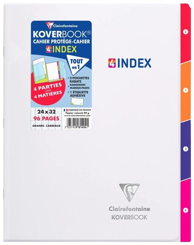Clairefontaine Lot de 10 Cahier Kover Book 4 Index 24x32, 96p./48 feuilles 90 g/m² piquées, couv. Transparente, Séyès - 3037929814941_0