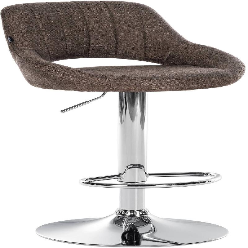 CLP Tabouret de bar Milet en Tissu et Pied métal Marron/Chrome - marron textile 321298_0