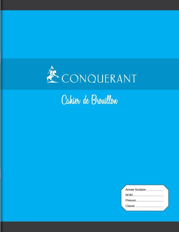 CONQUERANT Lot de 10 Cahier de Brouillon Sept piqué 17x22, 96p./48 feuilles 60g/m², Séyès, coloris bleu - 3020120031606_0