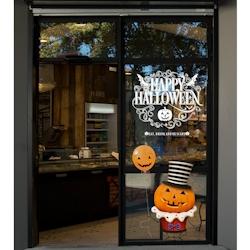 Deco-Vitres Vitrophanie texte volutes Happy Halloween blanc - 68 x 73,5 cm - blanc HALL90P_0