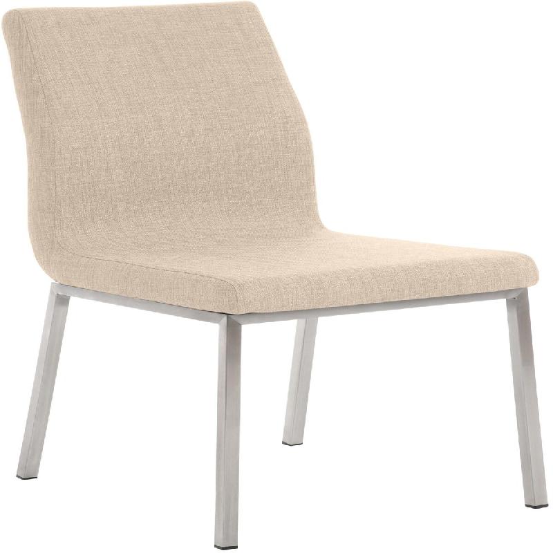 Décoshop26 - Chaise de salle à manger x1 style épuré en tissu crème et acier inoxydable 10_0007617 - beige inox 3000266213579_0