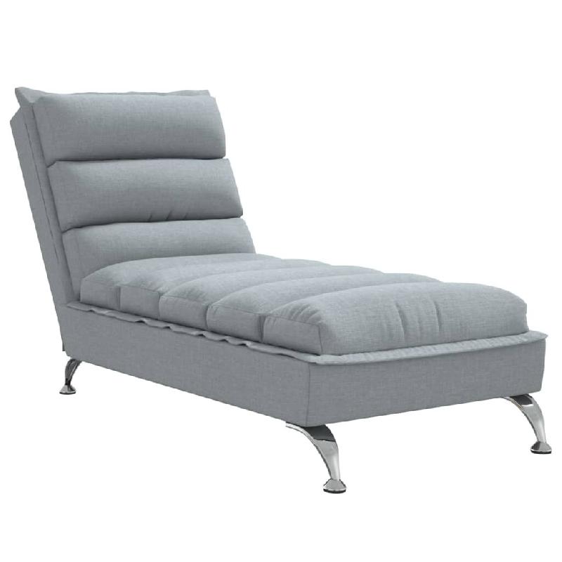 Décoshop26 - Méridienne chaise longue pour intérieur avec coussins en tissu gris clair DEC026074 - gris 3000255608096_0