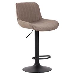 Décoshop26 - Tabouret de bar chaise haute x1 en tissu taupe coutures verticales support en métal noir 10_0005119 - noir 3000252471907_0