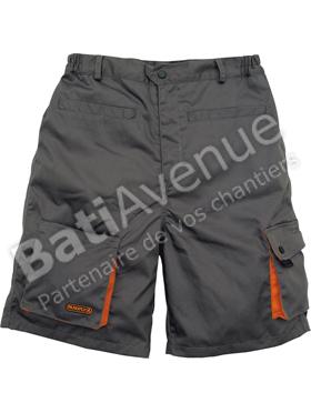 DELTA PLUS- BERMUDA DE TRAVAIL MACH2 EN POLYESTER COTON GRIS / ORANGE T.S- M2BERGRPT