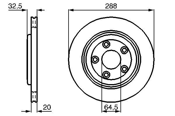Disque de frein Bosch 0986478777 - ventilé, arrière, boîte de 2 disques, 5 trous_0