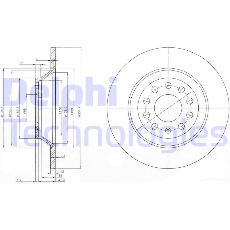 Disque de frein Delphi BG3956C - boîte de 2 disques - type plein_0