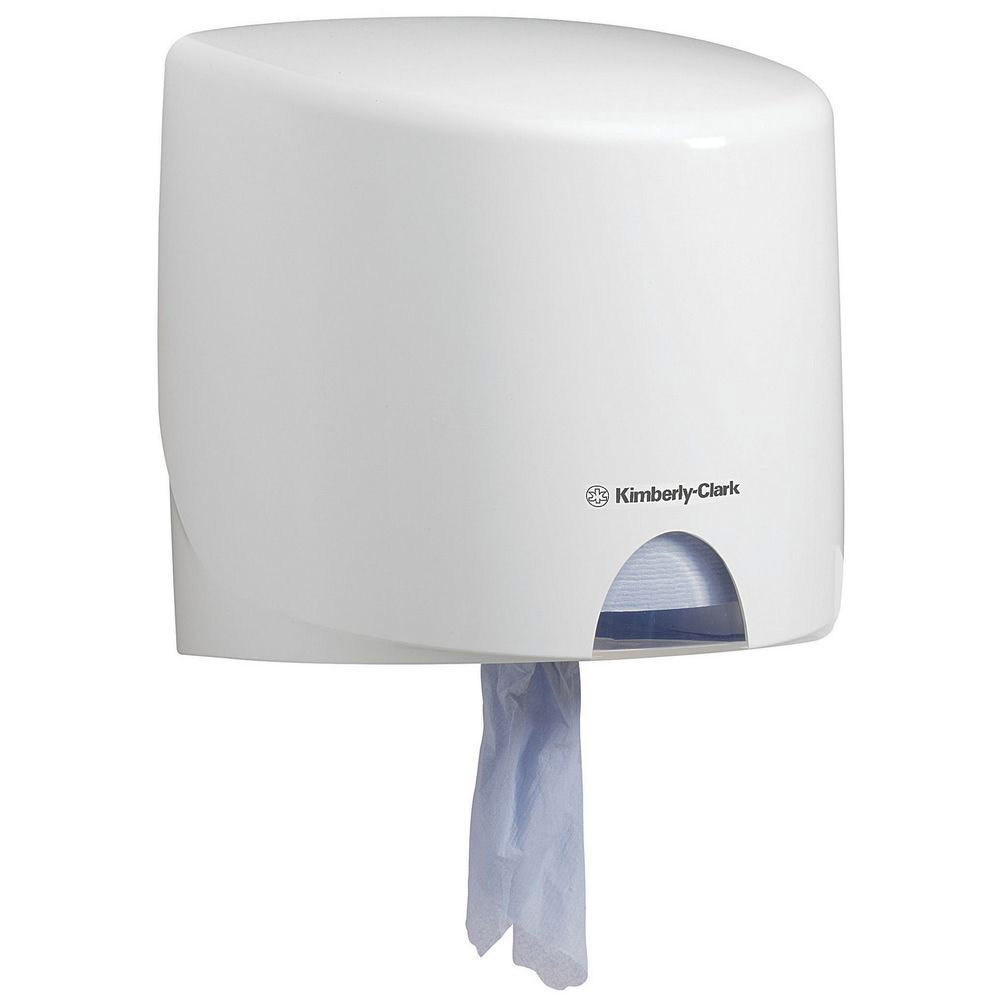 DISTRIBUTEUR DE LINGETTES NETTOYANTES A DEVIDAGE CENTRAL PLASTIQUE BLANC