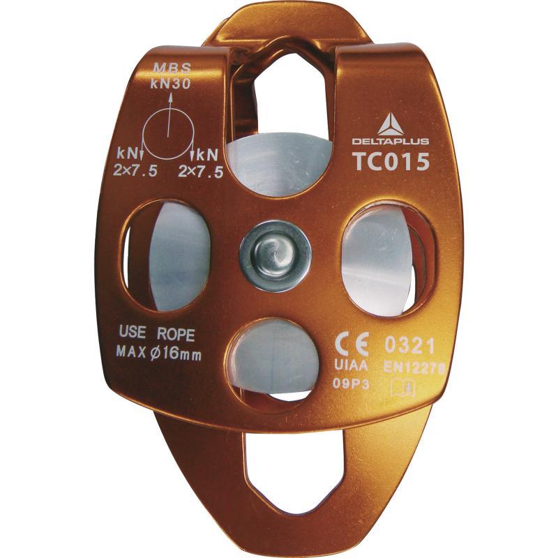 Double poulie à flasques oscillantes en aluminium - TC015 pour corde tressée Ø ≤ 16 mm_0