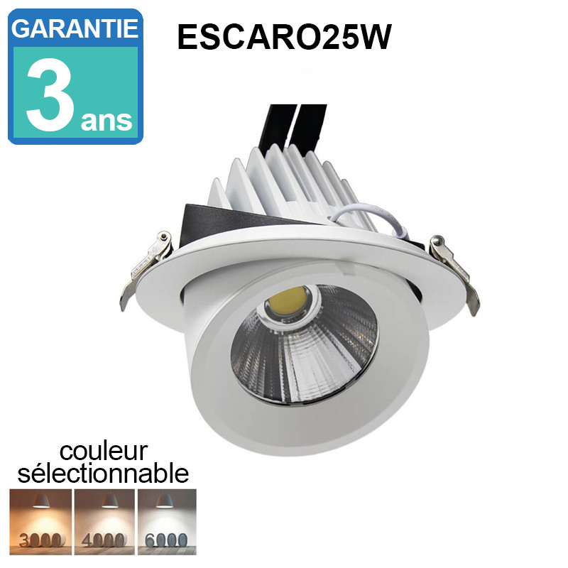 Downlight LED encastrable sur mesure 25W - 24º - 3000K/4000K/6000K - réf ESCARO25W - inclinaison fonctionnelle et lumière personnalisée_0