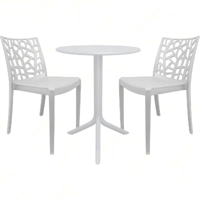 Ensemble de 2 chaises Matrix avec table ronde Spritz blanche - blanc plastique polypropylène 8050054388687_0