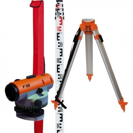 F32 - NEDO - Pack lunette avec mire aluminium 5x1, trépied réglable 95-159 cm et coffret de transport_0
