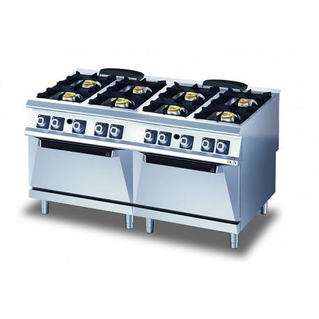 Fourneau 8 feux gaz - 2 fours gaz - Diamante 90 - Olis D9810CGG - acier inoxydable AISI 304_0