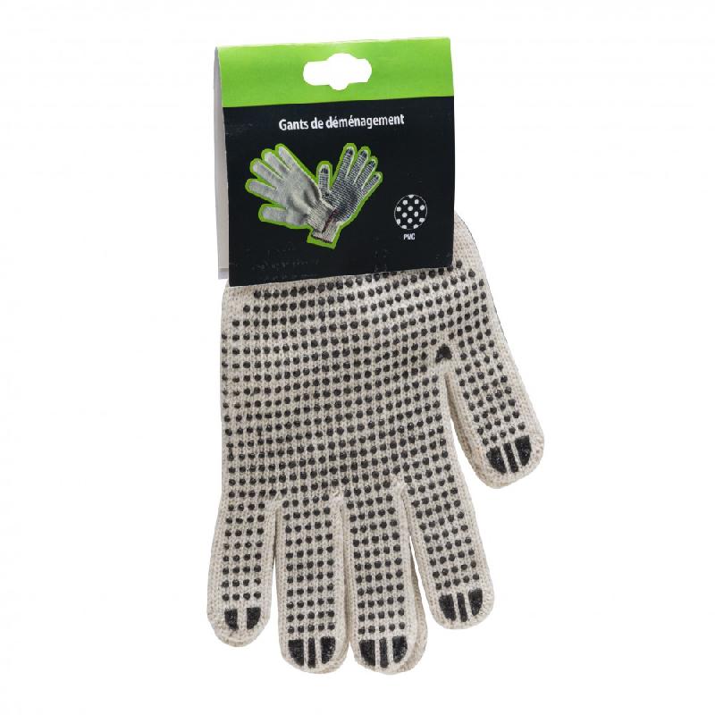 Gants de manutention - Picots antidérapants en PVC - Intérieur en coton - Dimensions et poids emballé_0