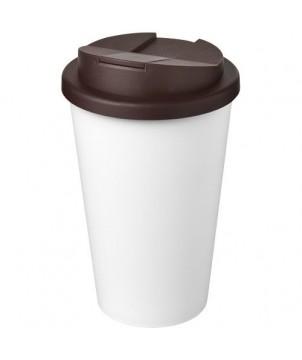 GOBELET AMERICANO ECO RECYCLÉ DE 350ML AVEC COUVERCLE ANTI-DÉVERSEMENT BLANC - GOODIES ÉCOLOGIQUES