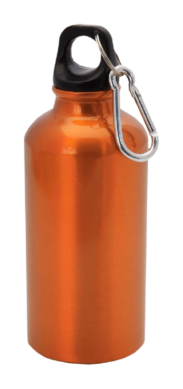 Gourde sport en aluminium - 400 ml - avec mousqueton - couleur orange_0