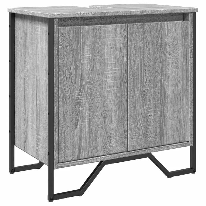Helloshop26 - Armoire lavabo de salle de bain peu encombrante 60 x 35 x 60 cm design moderne rangement en bois gris 02_0049571 - gris métal 300023590_0