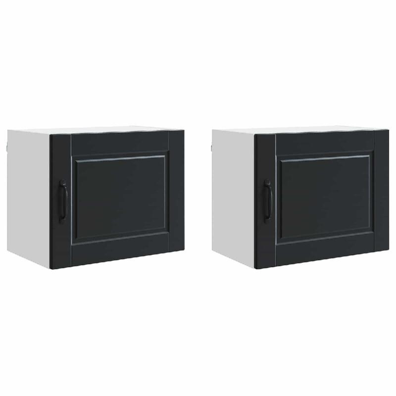 Helloshop26 - Lot de 2 armoires murales de cuisine pratiques modernes 50 x 31 x 40 cm en bois d'ingénierie noir 02_0054244 - noir Bois massif 3000238_0