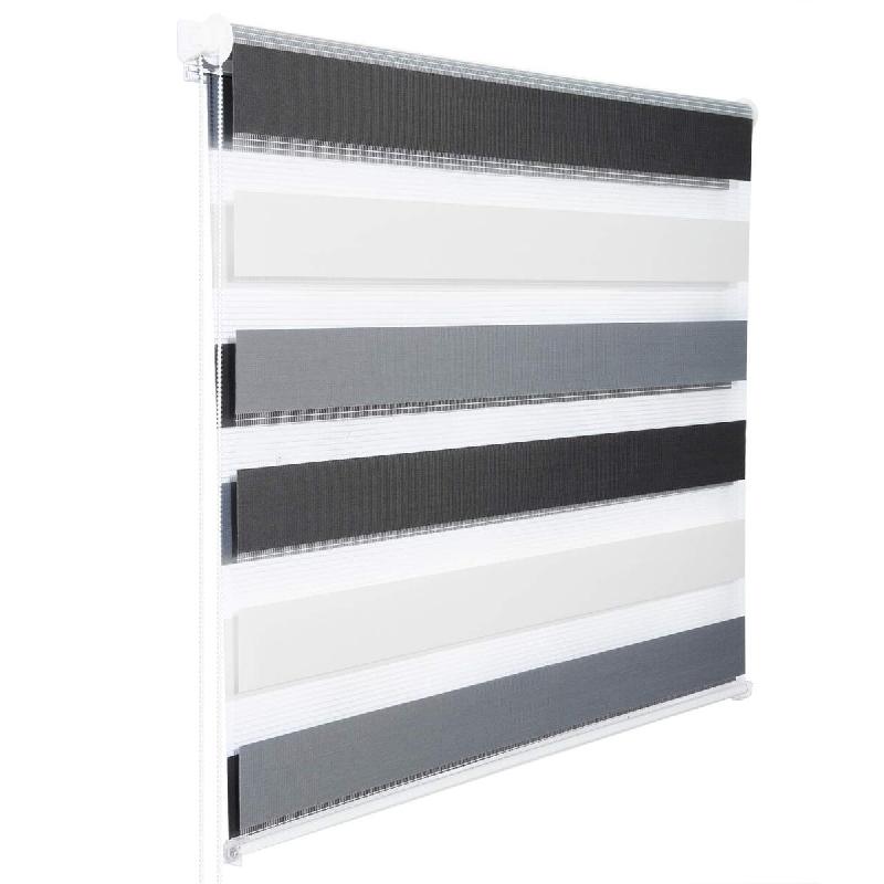 Helloshop26 - Store enrouleur zebra day and night rouleau double couche 90x150cm blanc gris anthracite  19_0000859 - gris polyester 3000246328989_0