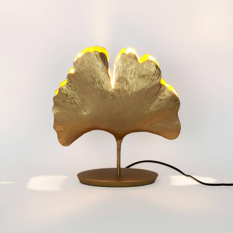 HOLLÄNDER LAMPE À POSER GINKGO, DORÉE, 36X34 CM