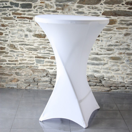 Housse mange debout blanche - nappe ronde en lycra haut de gamme 80cm_0