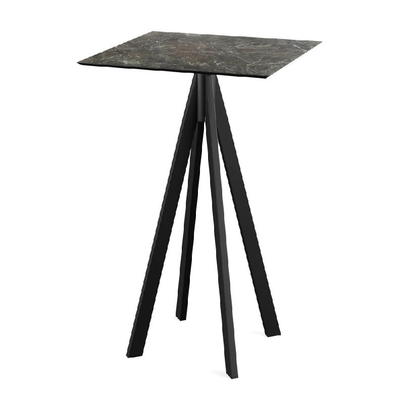 Infinity mange-debout avec piètement noir + plateau HPL Galaxy Marble 70x70 cm_0