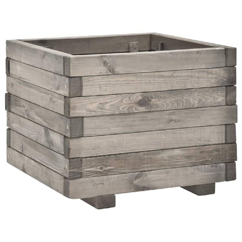 Jardinière en bois de pin massif gris - 50 x 50 x 40 cm - Résistante à la pourriture_0