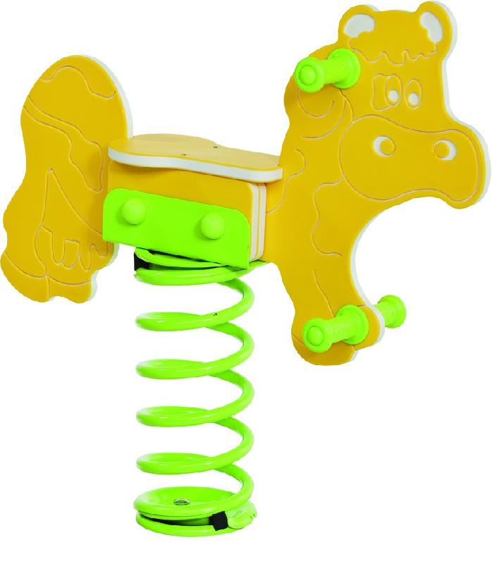 Jeu sur ressort 1 place - Figurine vache en plastique polyéthylène, anti-vandalisme_0