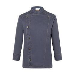 Veste de cuisine homme Karlowsky - style jean vintage black - manches longues - taille 46 - 65% polyester / 35% coton_0