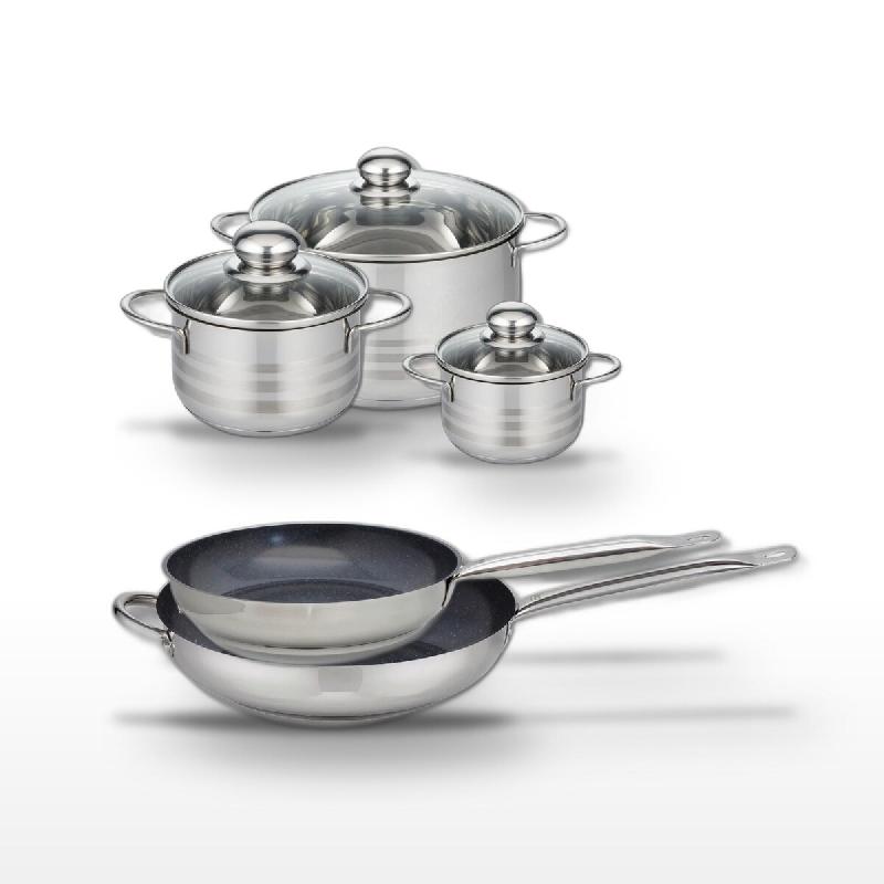 Lot Poêles 28/32 cm et Faitouts 12/16/24 cm Elo Profi Therm Platinum - gris inox 3176239970500_0