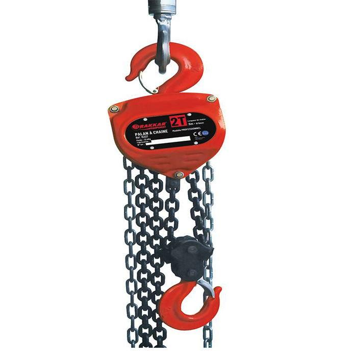 Palan à chaîne pro 2T DRAKKAR - Crochet 360° - Chaîne 3m - Réf. 11576820_0