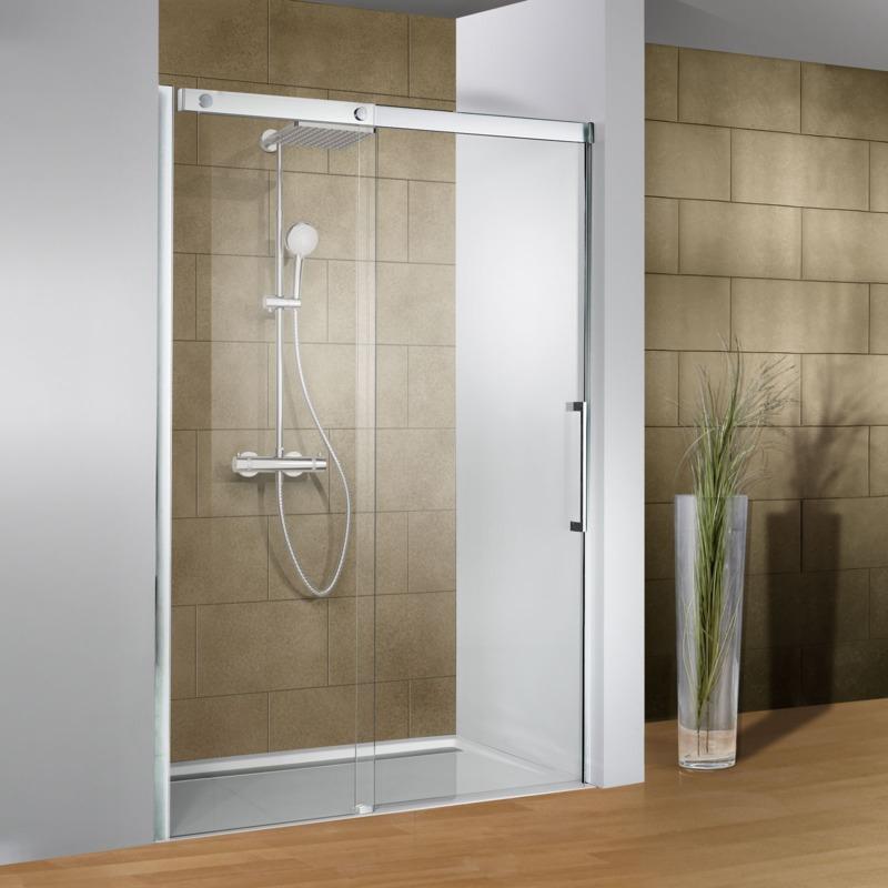 porte de douche coulissante verre 8 mm anticalcaire profile aspect chrome manhattan schulte 160 x 200 cm ouverture vers la gauche comparer les prix de porte de douche coulissante verre 8 mm