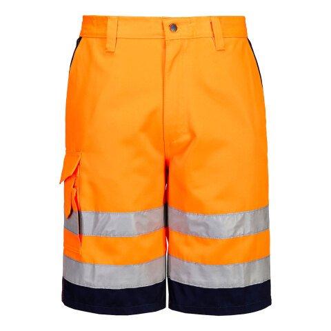 PORTWEST E043 BERMUDA HIVIS POLY-COTON ORANGE/MARINE - TAILLE S