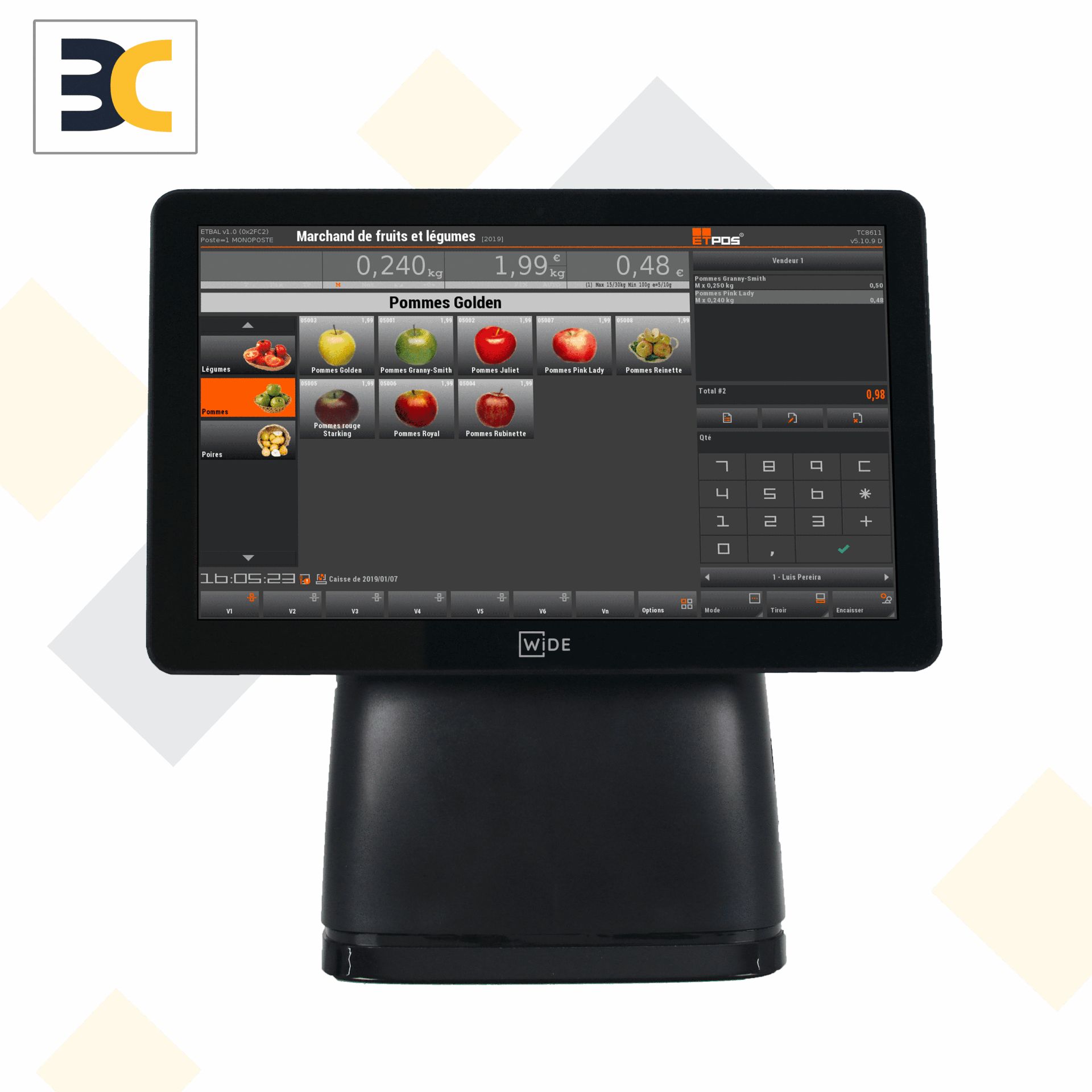 POS 1508 WIDE - Caisse tactile 15,6'' capacitif avec ETPOS 5.30 certifiée NF525 - Windows 10 Pro ou Linux_0