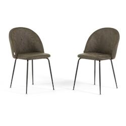 RATTATAN Lot de 2 chaises d’intérieur en similicuir, pieds en métal, design élégant pour cuisine, salle à manger, bar et restaurant – Sara â€_0