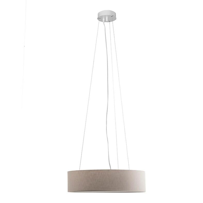 ROSSINI ILLUMINAZIONE Suspension Rossini Avec Abat-Jour Cylindrique Ivoire - Structure En Métal Blanc - Douille E27, Puissance 75W, Ip20, Ø 58 X 15_0