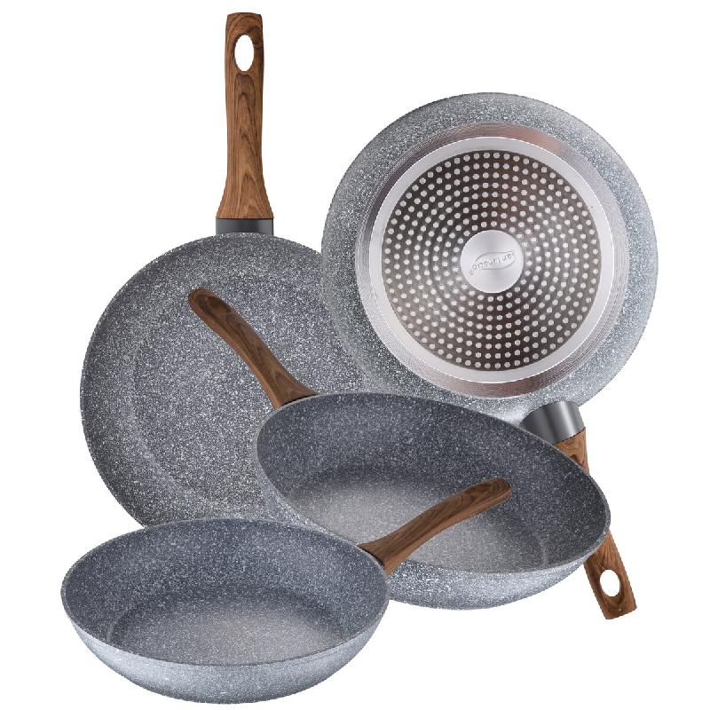 San Ignacio - Ensemble de 4 poêles (Ø20 cm, Ø24 cm, Ø26 cm et Ø28 cm), collection Daimiel, en aluminium forgé, compatible induction - aluminium PK2481_0