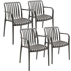 Tectake - Lot de 4 chaises de jardin Alcudia empilables, résistantes aux intempéries - gris anthracite - plastique polypropylène - 406047_0