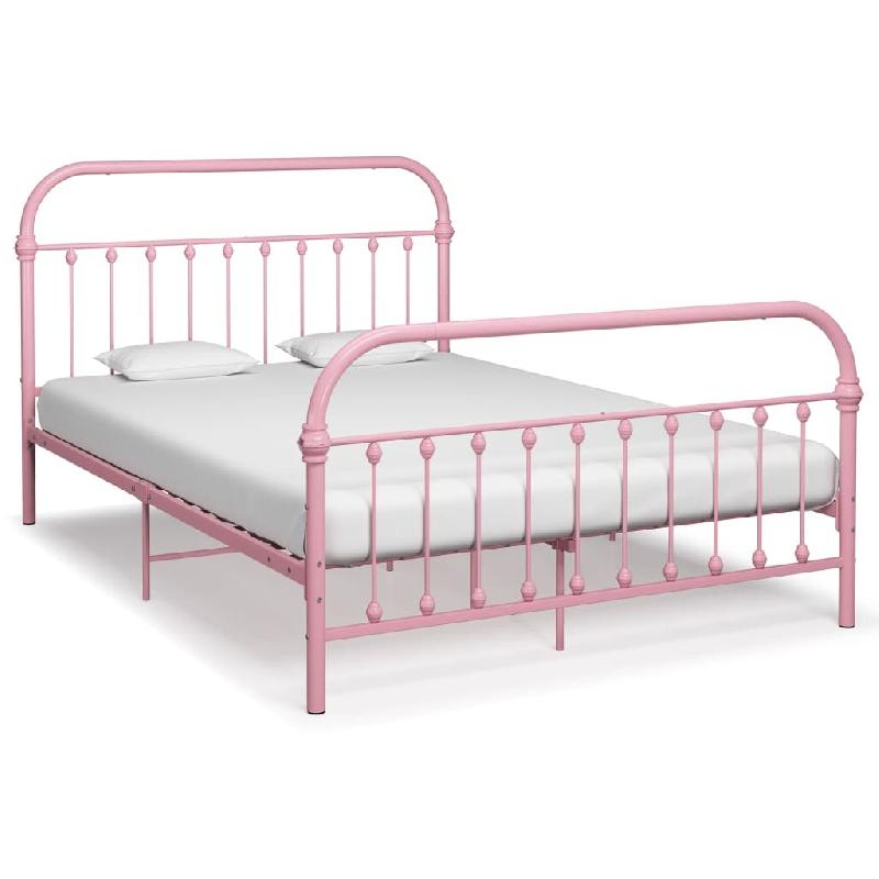 VidaXL Cadre de lit sans matelas rose métal 140x200 cm Modèle Uvionel - 284513_0