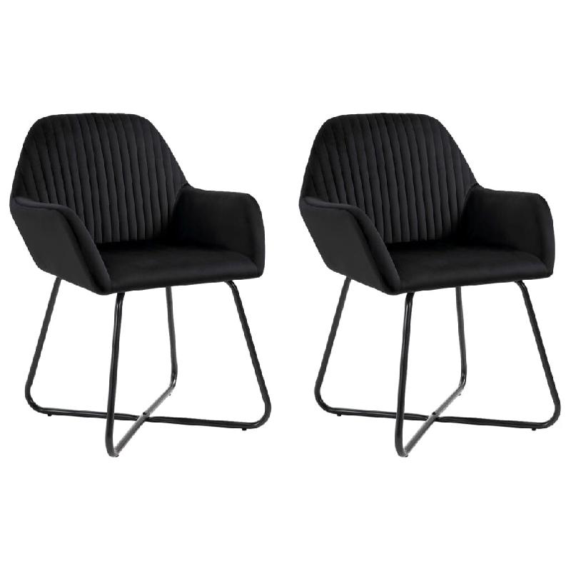 VidaXL Chaises à manger lot de 2 Noir Velours Modèle Nova Compact - 249805_0