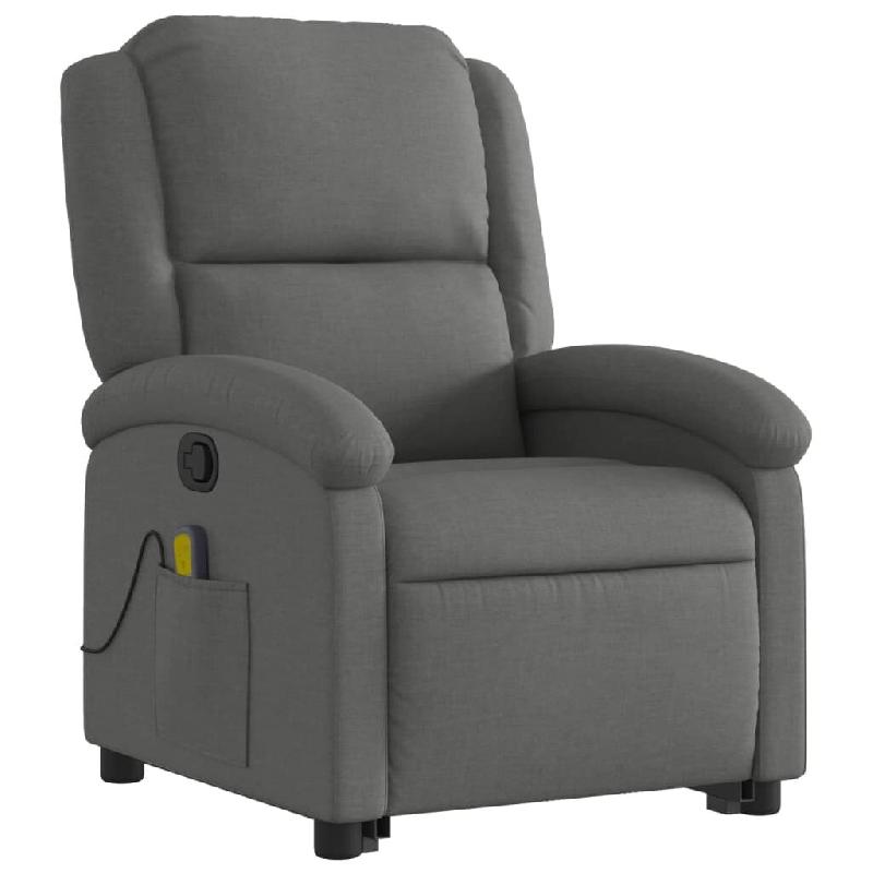 VidaXL Fauteuil de massage inclinable Gris foncé Tissu Modèle Pervionel - 3204177_0